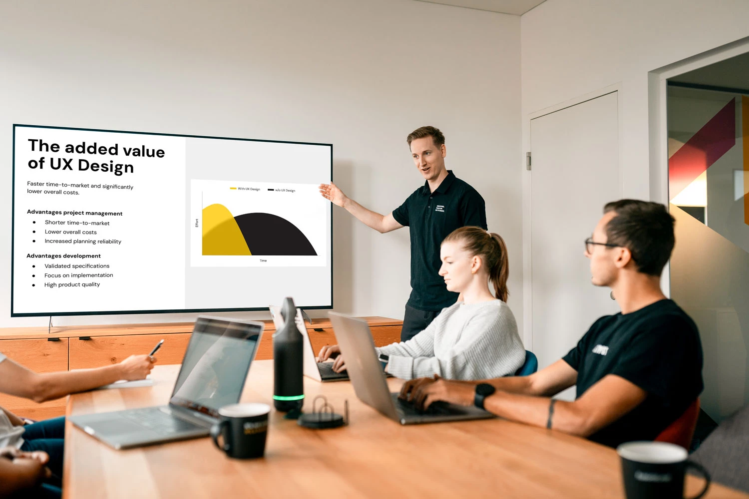 Added value of UX design: Faster time-to-market and significantly lower overall costs. Added-Value-of-UX-Design