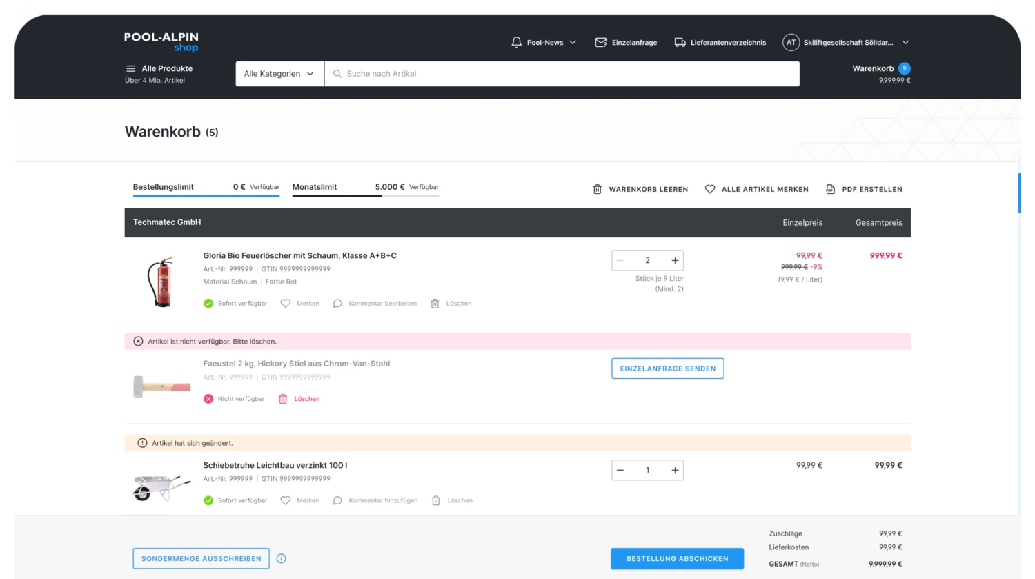 Smart B2B shopping cart for efficient ordering! 09-warenkorb