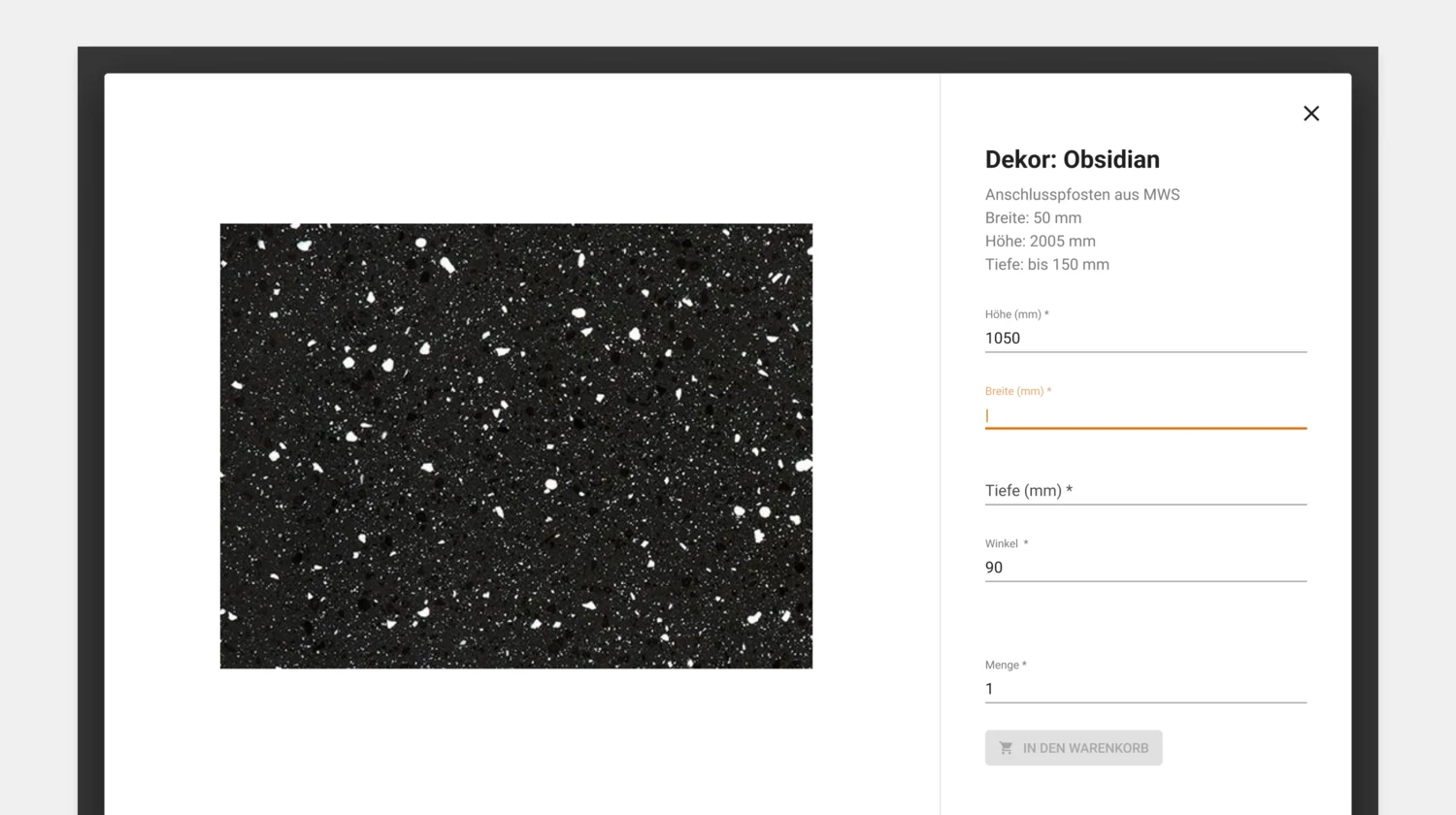 Input of detailed information at the customer's site Detail