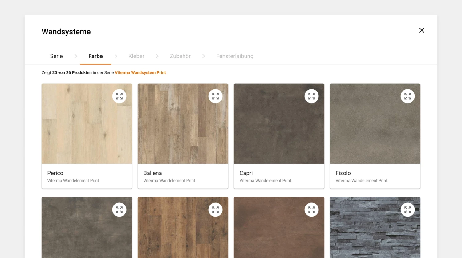 Overview of the colour configurations Konfiguration