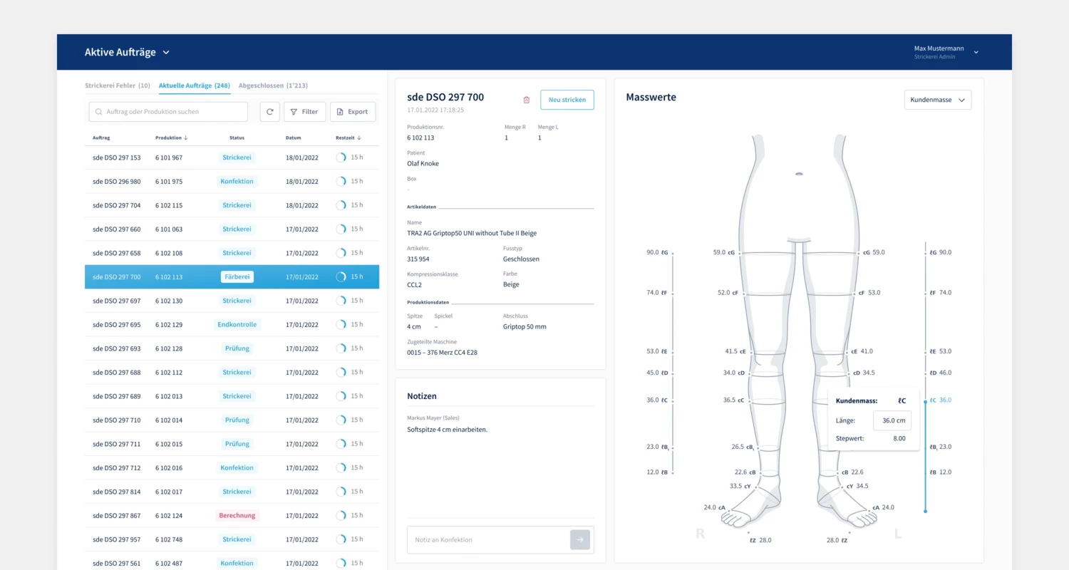 Detail view of an order Admin-Detailansicht